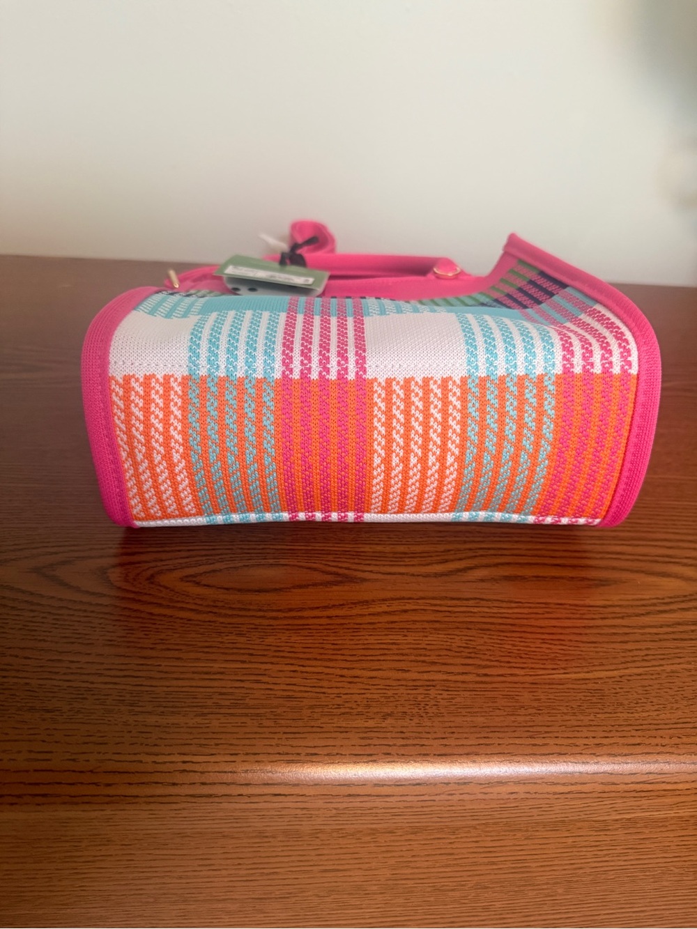 Kate Spade for Target Pink Multicolor Plaid Canvas Tote - Picture 3 of 6